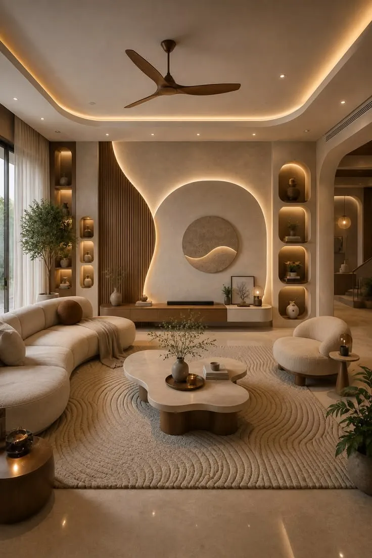 The same living room, finished